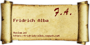 Fridrich Alba névjegykártya